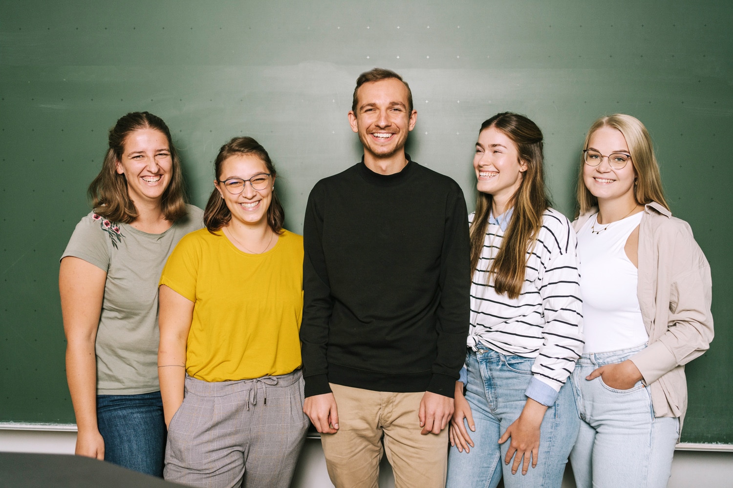 Studierende vor der Tafel